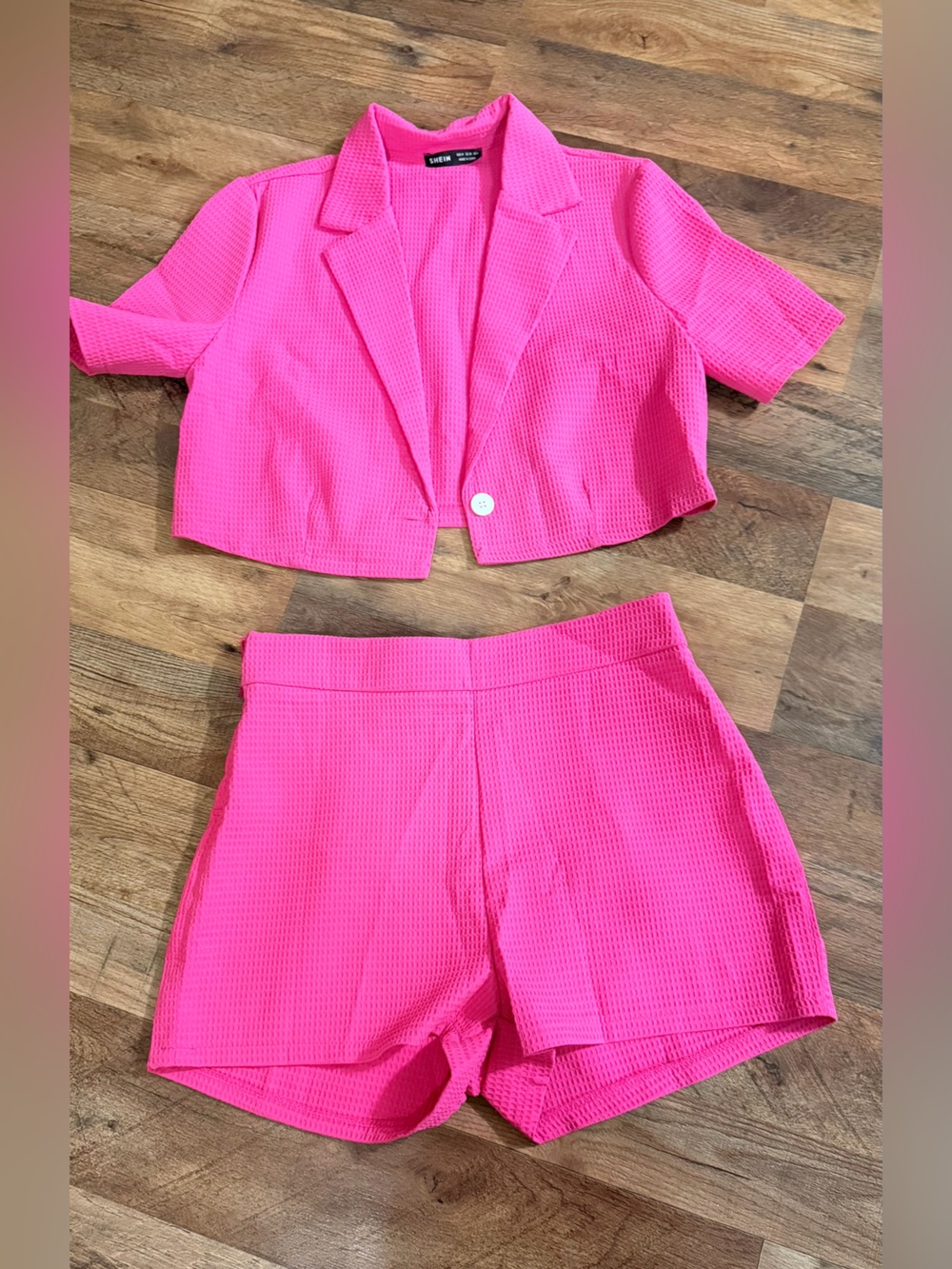SHEIN Bright Hot Pink Textured Blazer